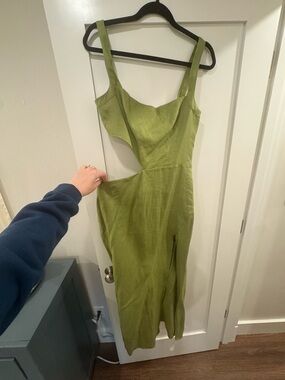Reformation Olive Green Midi Dress